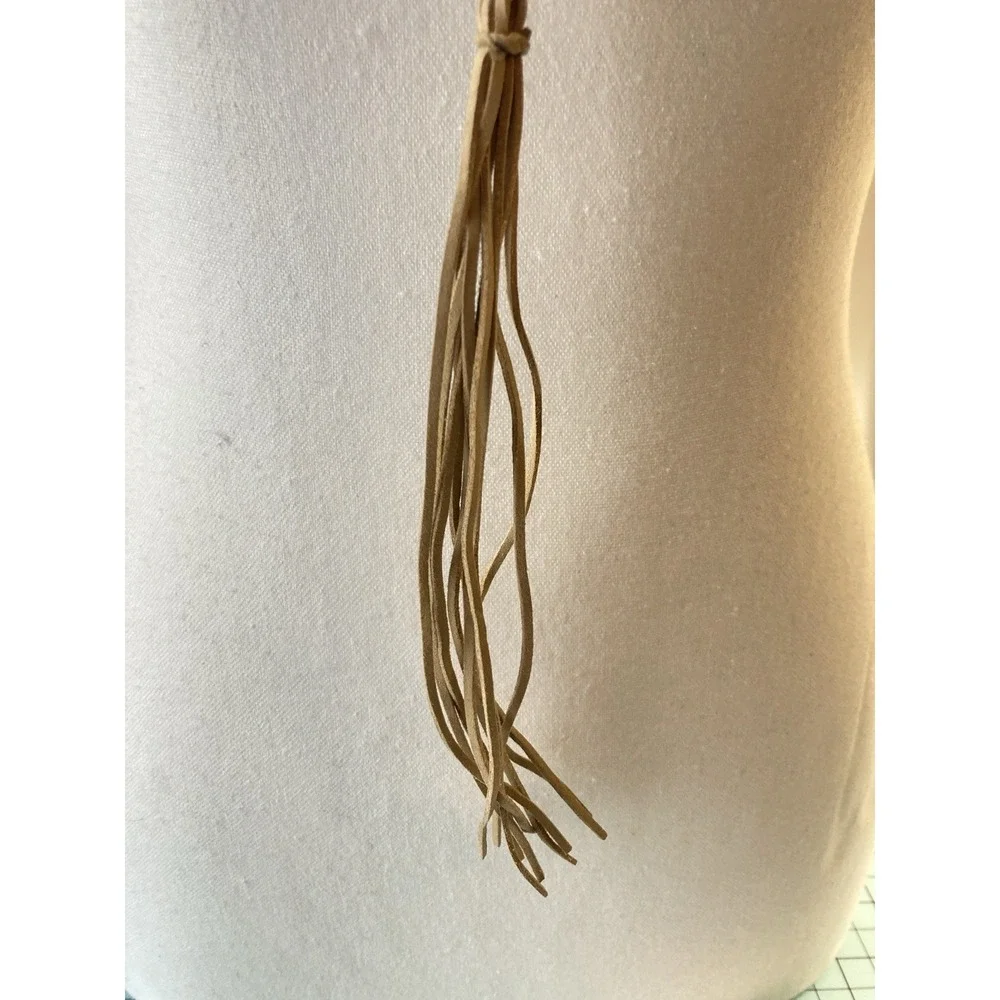Faux Pearl Leaf Tassel Necklace Long Boho Pendant Earthy Brown Angel‎ Wings